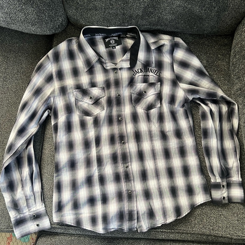 NEW W/O TAGS! Jack Daniel’s Plaid Western Shirt w/ Embroidery Mens Size Medium